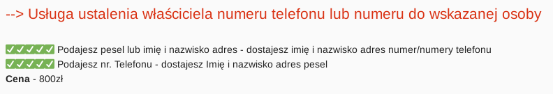 ogłoszenie o wgląd w rejestr zarejestrowanych kart sim na forum przestępczym