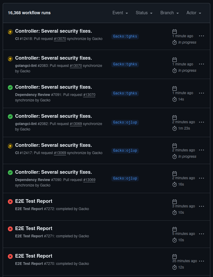 nieudane testy automatyczne - github actions
