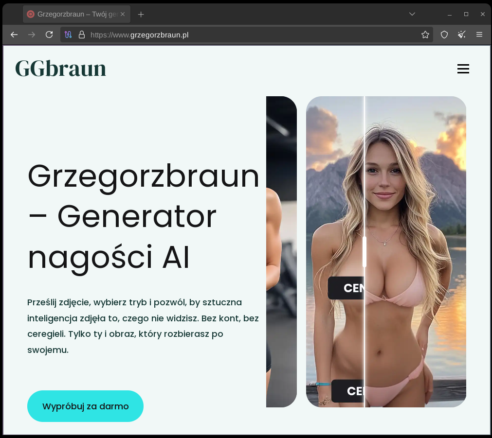 zrzut ekranu ze strony grzegorzbraun.pl, strona przedstawia nagie treści